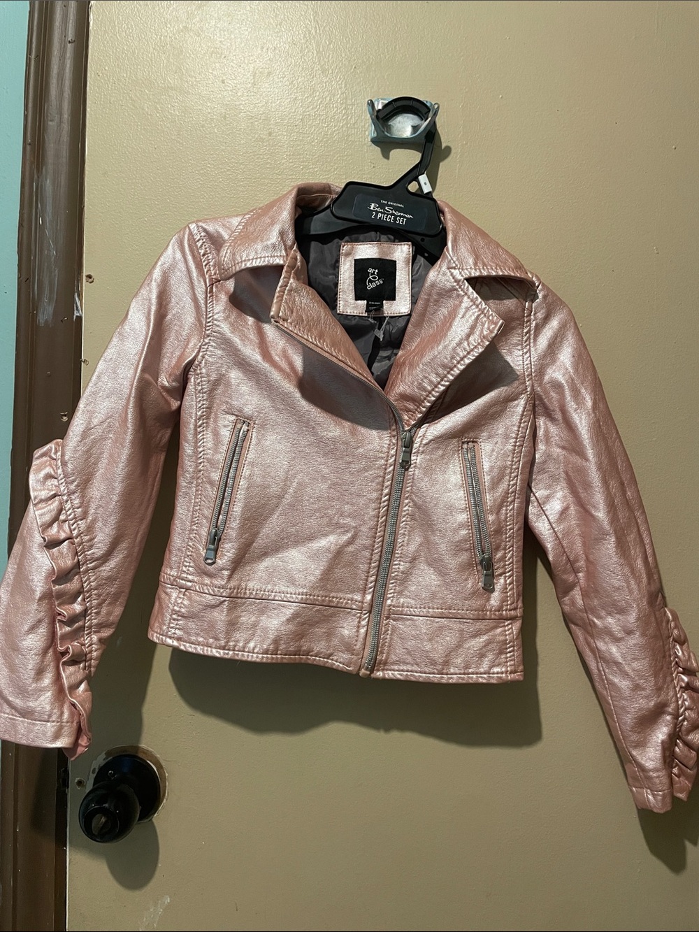 Metallic Rose Pink Moto Jacket